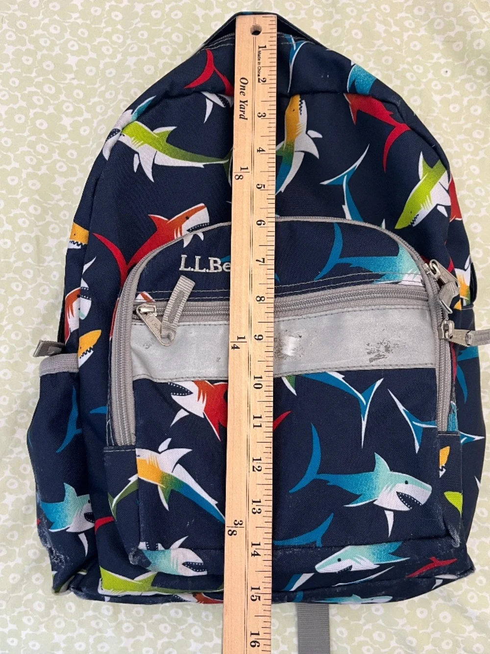 LL Bean Small Blue Shark Backpack Back to School Kids Mini 15” Travel Reflective